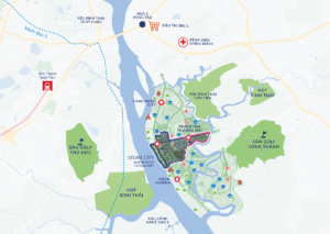 Bản đồ vị trí Izumi City tại Long Hưng, Biên Hòa, Đồng Nai và các khu đô thị lân cận
