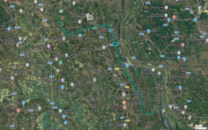 Bản đồ vệ tinh thể hiện hướng tuyến metro số 12