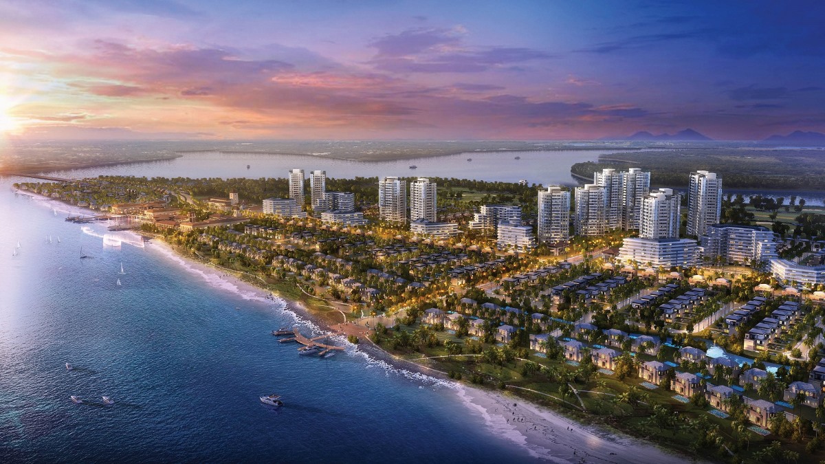 Phối cảnh khu đô thị ven biển lúc hoàng hôn