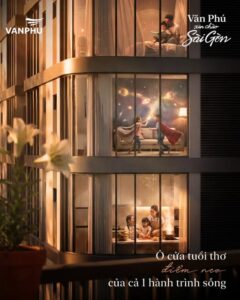 Hình ảnh quảng bá dự án Vành Đai Sài Gòn của Văn Phú với chủ đề ô cửa tuổi thơ