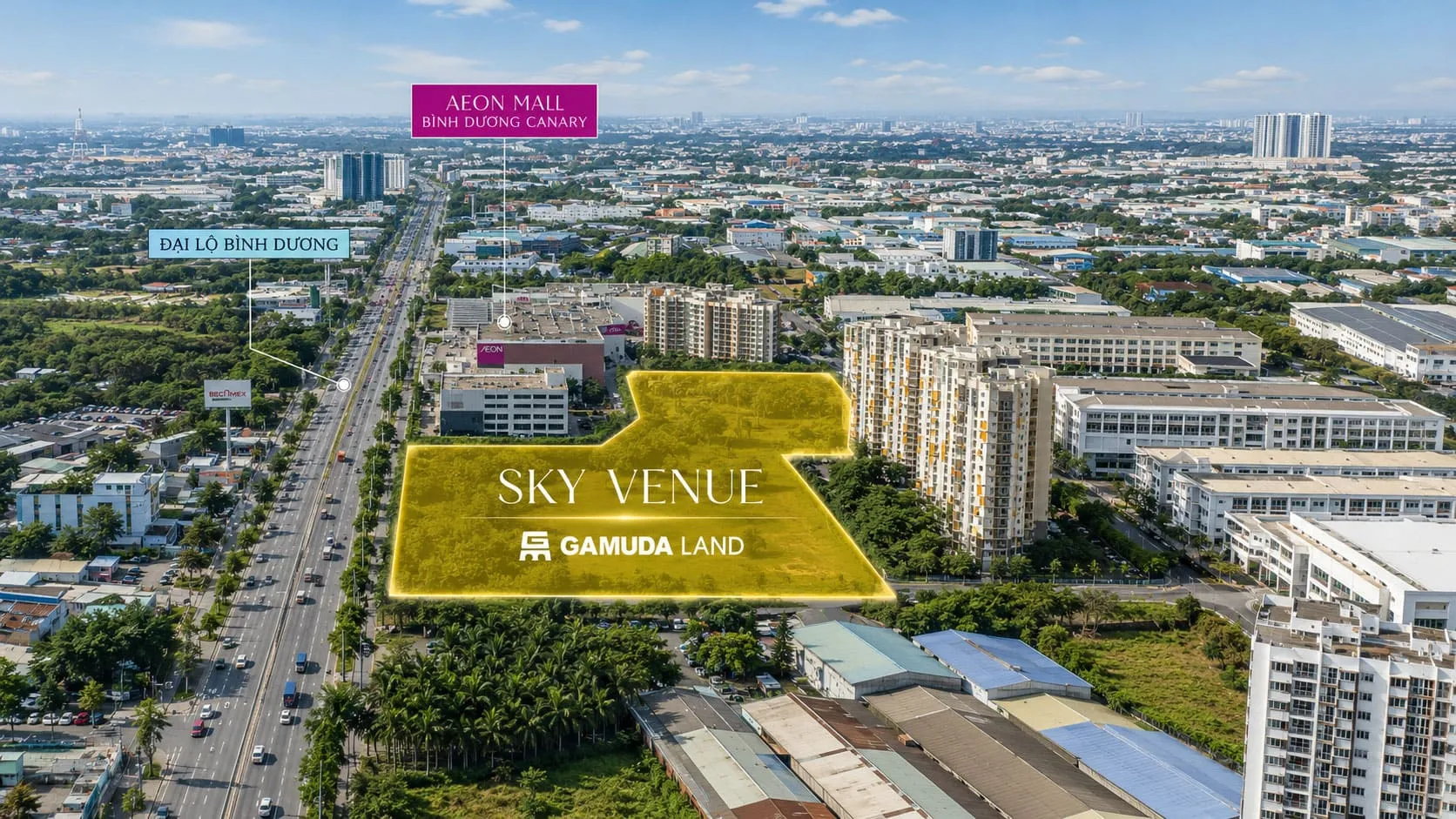 Vị trí dự án Norton Park Gamuda cạnh Aeon Mall và Sân Golf Sông Bé
