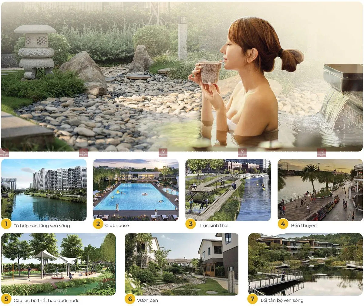 Phối cảnh không gian xanh, tổ hợp căn hộ ven sông và tiện ích tại Izumi City Đồng Nai