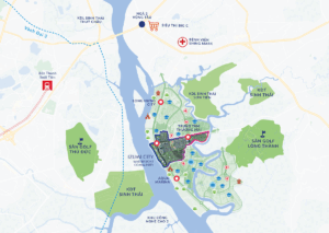 Sơ đồ vị trí kết nối dự án Ehomes Izumi City với các khu vực lân cận tại Biên Hòa