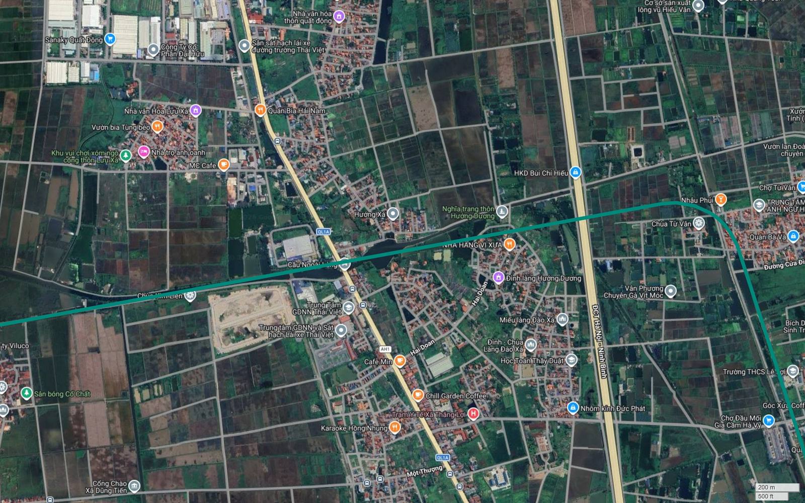 Tuyến metro số 12 Hà Nội vượt cao tốc Pháp Vân Cầu Giẽ tại Hương Dương, cách điểm cắt Quốc lộ 1A khoảng 1,1 km