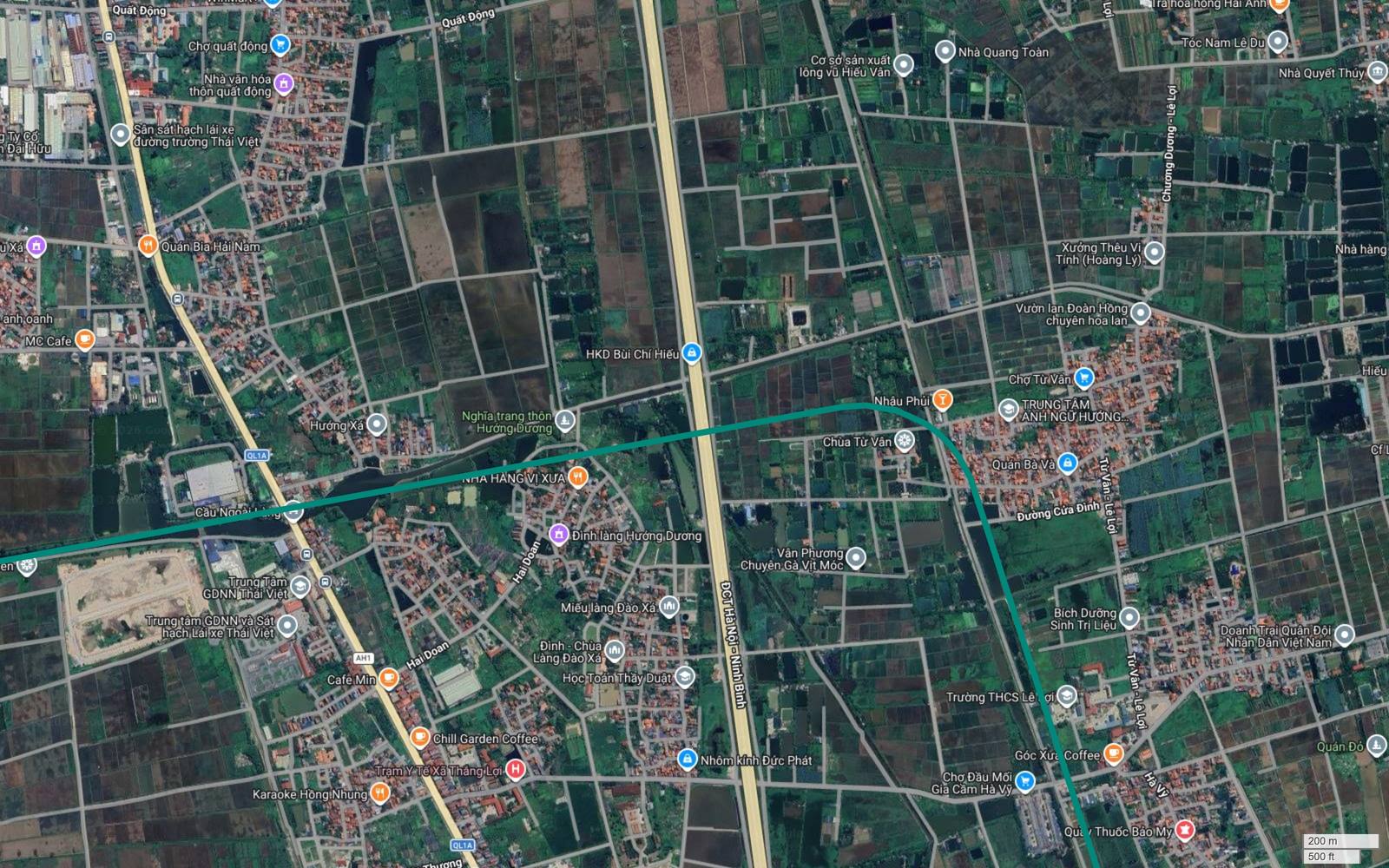 Khúc bẻ Từ Vân trên tuyến metro số 12 Hà Nội, nơi tuyến chuyển từ hướng đông sang hướng nam sau khi vượt cao tốc