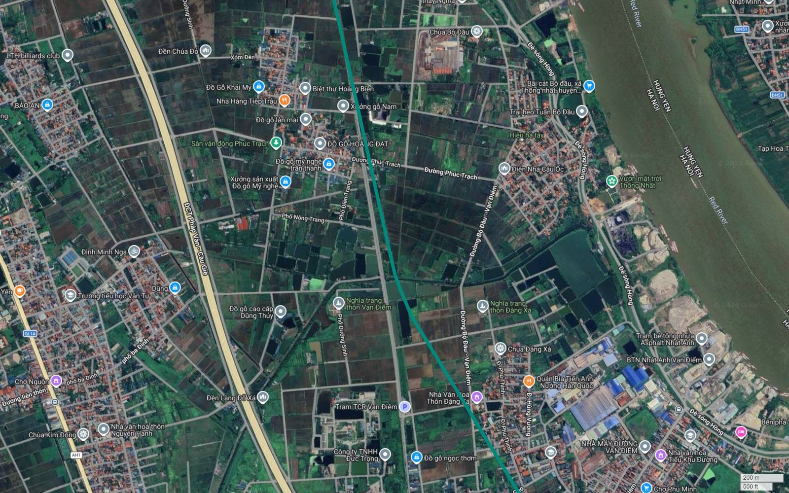 Lưới phố Vạn Điểm và Phú Minh nơi tuyến metro số 12 Hà Nội cắt qua nhiều đường phố cùng lúc
